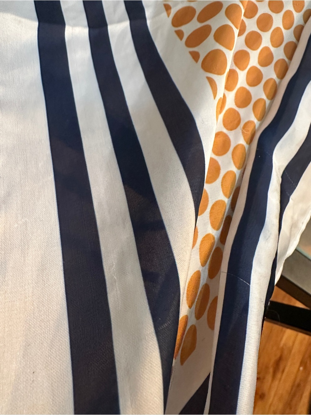 Navy Stripe and Mustard Dot Decorative Scarf